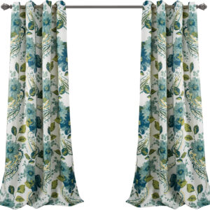 6888cfca42de0860b288a242a1456f3aabceaa4e206498c2fde3c.jpg Lush Decor Floral Paisley Light Filtering Window Curtain Panel Pair, 52"W x 84"L, Blue