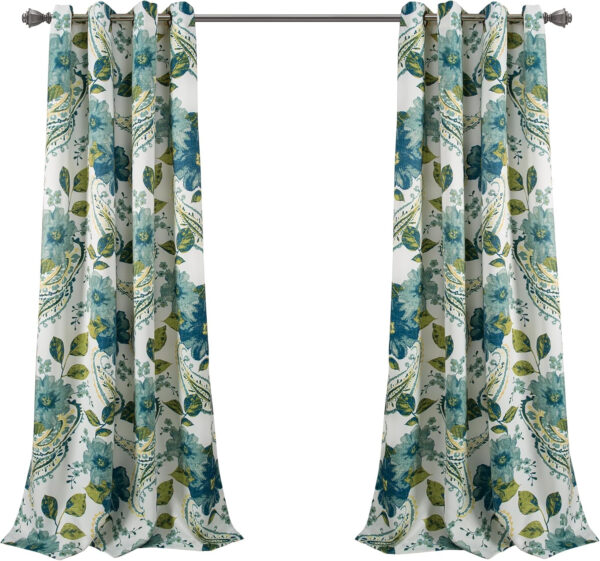 6888cfca42de0860b288a242a1456f3aabceaa4e206498c2fde3c.jpg Lush Decor Floral Paisley Light Filtering Window Curtain Panel Pair, 52"W x 84"L, Blue
