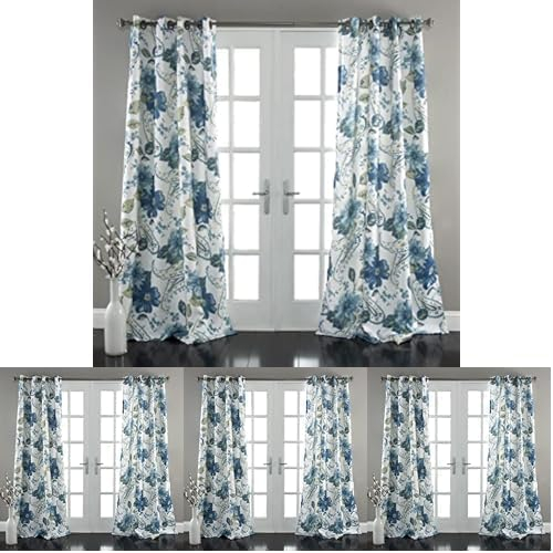 6888cfdb2c9cad14fca739a10253a5176c308916f8ce3baad3aef.jpg Lush Decor Floral Paisley Light Filtering Window Curtain Panel Pair, 52"W x 84"L, Blue