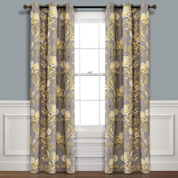 6888d07f8ad6eb49119b4c282c6978c4735b815de225c84c780bf.jpg Lush Decor, White and Blue Farmhouse Bird and Flower Insulated Grommet Blackout Window Curtain Panel Pair, 95'' x 38', 95" x 38"