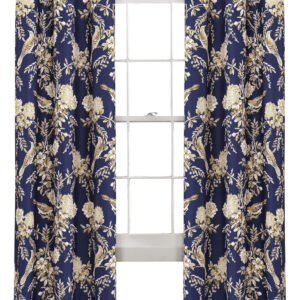 6888d085bc0326378da71f0c842e936cfe5d81b9c5b8a7c4be4b6.jpg Lush Decor, White and Blue Farmhouse Bird and Flower Insulated Grommet Blackout Window Curtain Panel Pair, 95'' x 38', 95" x 38"