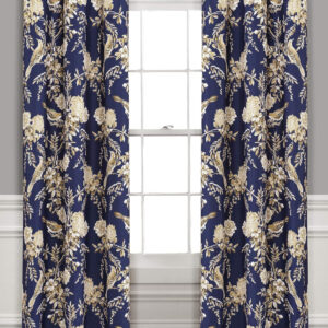 6888d087bc999d55e2f7a3824bf471dd8193b97357c6c9273277c.jpg Lush Decor, White and Blue Farmhouse Bird and Flower Insulated Grommet Blackout Window Curtain Panel Pair, 95'' x 38', 95" x 38"