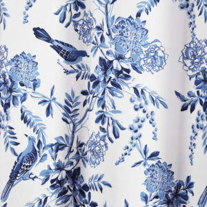 6888d091f1be5ab9469cee569c1c94a2f36339399f1d75928b363.jpg Lush Decor, White and Blue Farmhouse Bird and Flower Insulated Grommet Blackout Window Curtain Panel Pair, 95'' x 38', 95" x 38"