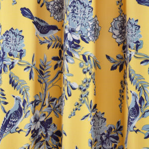 6888d0a016ae13af51c6d055a2d498080494992afc44827e42e00.jpg Lush Decor, White and Blue Farmhouse Bird and Flower Insulated Grommet Blackout Window Curtain Panel Pair, 95'' x 38', 95" x 38"