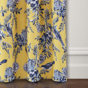 6888d0a3dae5c88c85f25fba492f0c0a43fadfd753328269f44bf.jpg Lush Decor, White and Blue Farmhouse Bird and Flower Insulated Grommet Blackout Window Curtain Panel Pair, 95'' x 38', 95" x 38"