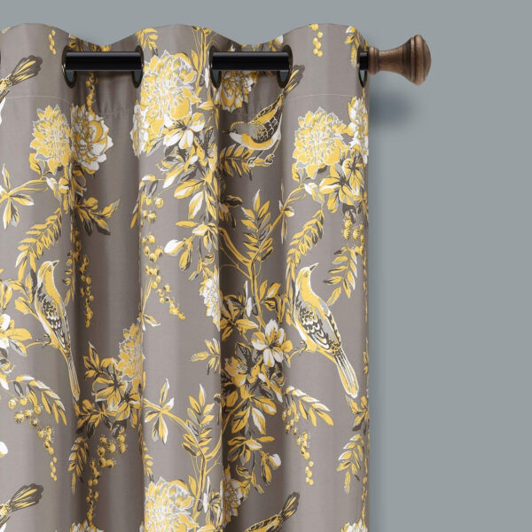 6888d0a60ed81053b22efed520a3ff56ad75728cd3561f650a67d.jpg Lush Decor, White and Blue Farmhouse Bird and Flower Insulated Grommet Blackout Window Curtain Panel Pair, 95'' x 38', 95" x 38"