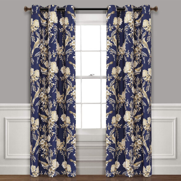 6888d0b013d21397757aef70eff029fd25eb9c6e3e9d0d38e5c2a.jpg Lush Decor, White and Blue Farmhouse Bird and Flower Insulated Grommet Blackout Window Curtain Panel Pair, 95'' x 38', 95" x 38"