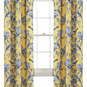 6888d0bce887d687b064bbfcf046c4e26b3472ce560e7893786fb.jpg Lush Decor, White and Blue Farmhouse Bird and Flower Insulated Grommet Blackout Window Curtain Panel Pair, 95'' x 38', 95" x 38"