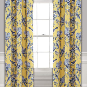 6888d0bf82a9eb1522afc809de904e2bf93c7b0d299719d0fe877.jpg Lush Decor, White and Blue Farmhouse Bird and Flower Insulated Grommet Blackout Window Curtain Panel Pair, 95'' x 38', 95" x 38"
