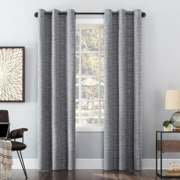 Sun Zero Denver Distressed Stripe Thermal Extreme 100% Total Blackout Grommet Curtain Panel, Pecan, 40" W x 84" L (1 Panel)