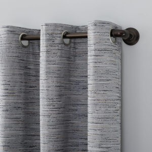 Sun Zero Denver Distressed Stripe Thermal Extreme 100% Total Blackout Grommet Curtain Panel, Pecan, 40" W x 84" L (1 Panel)