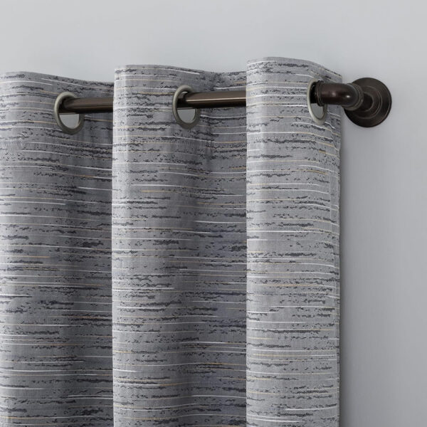 Sun Zero Denver Distressed Stripe Thermal Extreme 100% Total Blackout Grommet Curtain Panel, Pecan, 40" W x 84" L (1 Panel)