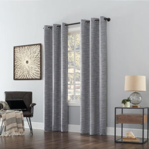 Sun Zero Denver Distressed Stripe Thermal Extreme 100% Total Blackout Grommet Curtain Panel, Pecan, 40" W x 84" L (1 Panel)