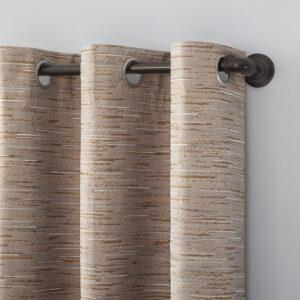 Sun Zero Denver Distressed Stripe Thermal Extreme 100% Total Blackout Grommet Curtain Panel, Pecan, 40" W x 84" L (1 Panel)