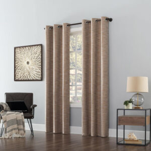 Sun Zero Denver Distressed Stripe Thermal Extreme 100% Total Blackout Grommet Curtain Panel, Pecan, 40" W x 84" L (1 Panel)