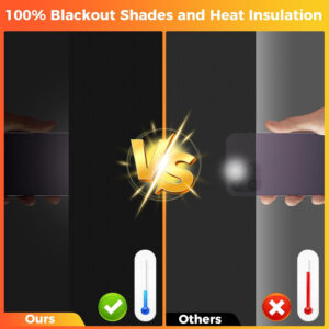 100% Blackout Curtains for Bedroom 118" x 57" Portable Window Blinds Cover Adhesive Thermal Blackout Blinds No Drill Guard Blind for Window Shades Temporary Room Darkening Shades for Skylight RV Dorm