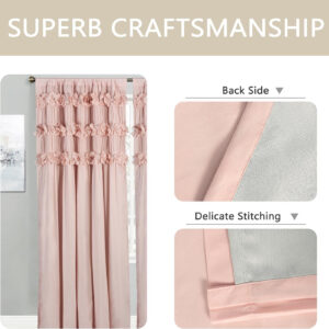 Camel Blackout Curtains with Handmade Ruffles, Butterfly Flower Embellishments for Thermal Insulated Room Darkening Drapes, 54"x84", Set of 2 Panels for Bedroom, Living Room (LQ-37)