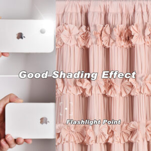 Camel Blackout Curtains with Handmade Ruffles, Butterfly Flower Embellishments for Thermal Insulated Room Darkening Drapes, 54"x84", Set of 2 Panels for Bedroom, Living Room (LQ-37)