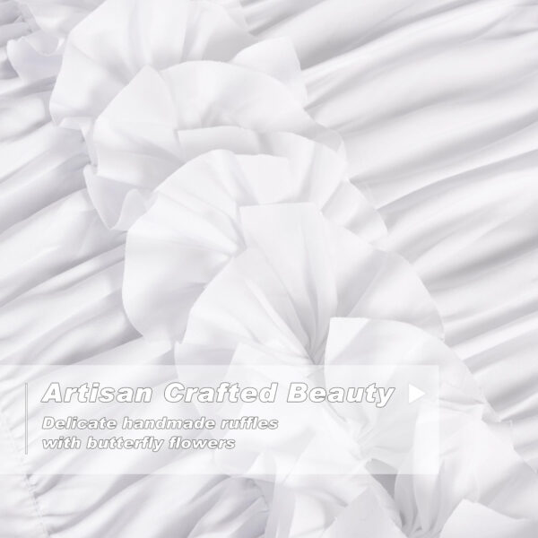 Camel Blackout Curtains with Handmade Ruffles, Butterfly Flower Embellishments for Thermal Insulated Room Darkening Drapes, 54"x84", Set of 2 Panels for Bedroom, Living Room (LQ-37)