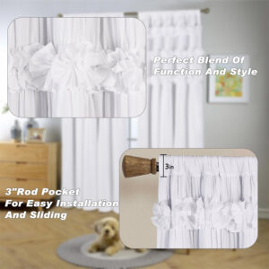 Camel Blackout Curtains with Handmade Ruffles, Butterfly Flower Embellishments for Thermal Insulated Room Darkening Drapes, 54"x84", Set of 2 Panels for Bedroom, Living Room (LQ-37)