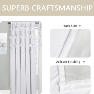 Camel Blackout Curtains with Handmade Ruffles, Butterfly Flower Embellishments for Thermal Insulated Room Darkening Drapes, 54"x84", Set of 2 Panels for Bedroom, Living Room (LQ-37)