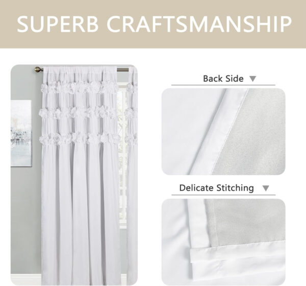 Camel Blackout Curtains with Handmade Ruffles, Butterfly Flower Embellishments for Thermal Insulated Room Darkening Drapes, 54"x84", Set of 2 Panels for Bedroom, Living Room (LQ-37)