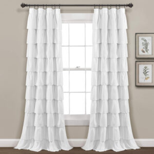 6888d32d16b0666975695dce29f3cae69936fee0da72687f808c6.jpg Lush Decor Ruffle Window Curtain - Vintage Chic Farmhouse Style Panel for Living, Dining Room, Bedroom (Single), 50”W x 84"L, White
