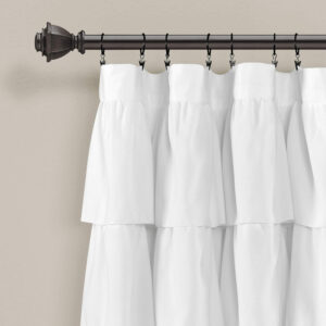 6888d32f466694320258bccb143321db5cab85c104f62d0dc7607.jpg Lush Decor Ruffle Window Curtain - Vintage Chic Farmhouse Style Panel for Living, Dining Room, Bedroom (Single), 50”W x 84"L, White