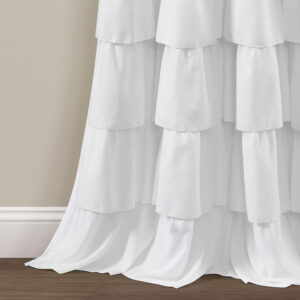 6888d333b82cb3cc160fb4996ca9986b6e8264e5c09cf89324995.jpg Lush Decor Ruffle Window Curtain - Vintage Chic Farmhouse Style Panel for Living, Dining Room, Bedroom (Single), 50”W x 84"L, White
