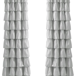 6888d33e7ea19eec115a29a4f27cc6f3ec977584de713193460be.jpg Lush Decor Ruffle Window Curtain - Vintage Chic Farmhouse Style Panel for Living, Dining Room, Bedroom (Single), 50”W x 84"L, White