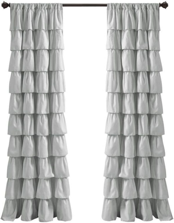 6888d33e7ea19eec115a29a4f27cc6f3ec977584de713193460be.jpg Lush Decor Ruffle Window Curtain - Vintage Chic Farmhouse Style Panel for Living, Dining Room, Bedroom (Single), 50”W x 84"L, White