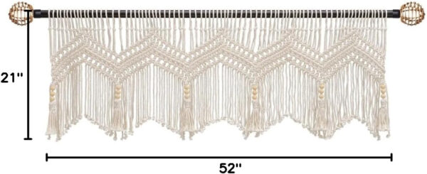 6888d3cfabf7174b44f12222e98a7c23310a737007929ed118dd8.jpg Boho Valance Macrame Curtains for Windows Macrame Valance for Bedroom Livingroom Boho Decor Wall Hanging, 1 Panel 52" W x 21" L