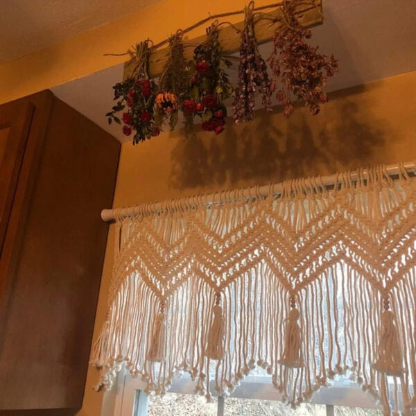 6888d3dc5fc05f0a7d3eeef2df7afba341443a805352261d539e2.jpg Boho Valance Macrame Curtains for Windows Macrame Valance for Bedroom Livingroom Boho Decor Wall Hanging, 1 Panel 52" W x 21" L