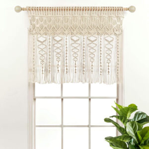 6888d3ee8f75e6f3352b37b81fecc925b1572dbeed12eff9cf408.jpg Lush Decor Boho Macrame Textured Cotton Valance, 40" W x 30" L, Neutral - Boho Kitchen Curtains & Wall Decor - Macrame Valance - Bathroom Window Curtains