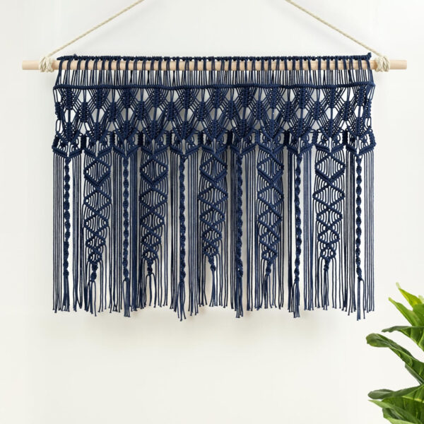6888d3f49b04abd3e5d0324da600289681272542915c5a6fd48e5.jpg Lush Decor Boho Macrame Textured Cotton Valance, 40" W x 30" L, Neutral - Boho Kitchen Curtains & Wall Decor - Macrame Valance - Bathroom Window Curtains