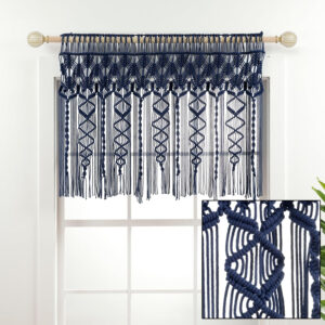 6888d3fbf2020a3011dd4b0c855af26172fba47fb477962a65556.jpg Lush Decor Boho Macrame Textured Cotton Valance, 40" W x 30" L, Neutral - Boho Kitchen Curtains & Wall Decor - Macrame Valance - Bathroom Window Curtains