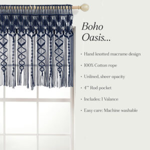 6888d3fe08f3a9a4dd902dcede8ce18bd87ae893bbb0fda649d31.jpg Lush Decor Boho Macrame Textured Cotton Valance, 40" W x 30" L, Neutral - Boho Kitchen Curtains & Wall Decor - Macrame Valance - Bathroom Window Curtains