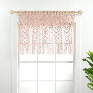 6888d4021dd651c706fd02616d112360623b2ff15dc5c79f5de47.jpg Lush Decor Boho Macrame Textured Cotton Valance, 40" W x 30" L, Neutral - Boho Kitchen Curtains & Wall Decor - Macrame Valance - Bathroom Window Curtains