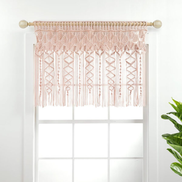 6888d4021dd651c706fd02616d112360623b2ff15dc5c79f5de47.jpg Lush Decor Boho Macrame Textured Cotton Valance, 40" W x 30" L, Neutral - Boho Kitchen Curtains & Wall Decor - Macrame Valance - Bathroom Window Curtains