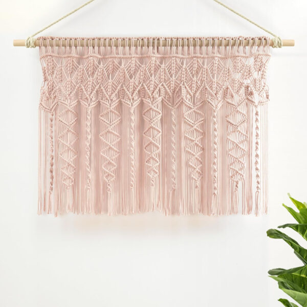 6888d40429814c39c3f83aa118d16827345a7d92c329302286b85.jpg Lush Decor Boho Macrame Textured Cotton Valance, 40" W x 30" L, Neutral - Boho Kitchen Curtains & Wall Decor - Macrame Valance - Bathroom Window Curtains