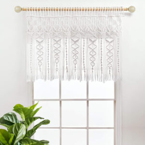 6888d411071bf64bfda458eddd9bef5cc0895471b7e69d4099921.jpg Lush Decor Boho Macrame Textured Cotton Valance, 40" W x 30" L, Neutral - Boho Kitchen Curtains & Wall Decor - Macrame Valance - Bathroom Window Curtains