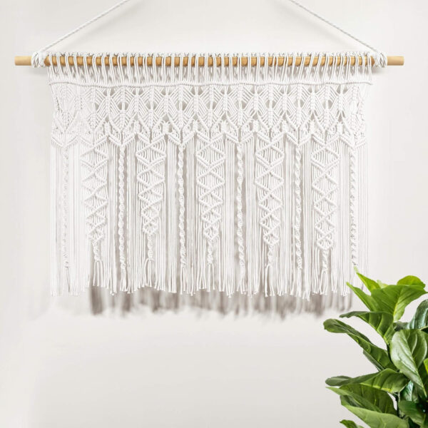 6888d41311d3a5756b655271b9bc3c498080ba8566caf3759491b.jpg Lush Decor Boho Macrame Textured Cotton Valance, 40" W x 30" L, Neutral - Boho Kitchen Curtains & Wall Decor - Macrame Valance - Bathroom Window Curtains