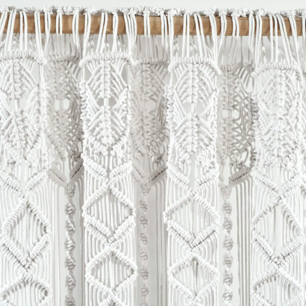 6888d417cf4cf2c7007a94337ff2295bb2cb4788667fdedeac9d3.jpg Lush Decor Boho Macrame Textured Cotton Valance, 40" W x 30" L, Neutral - Boho Kitchen Curtains & Wall Decor - Macrame Valance - Bathroom Window Curtains