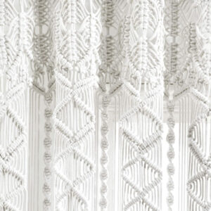 6888d41c43ef54de555f75f67a6073b49f49a957ab60473e44a05.jpg Lush Decor Boho Macrame Textured Cotton Valance, 40" W x 30" L, Neutral - Boho Kitchen Curtains & Wall Decor - Macrame Valance - Bathroom Window Curtains