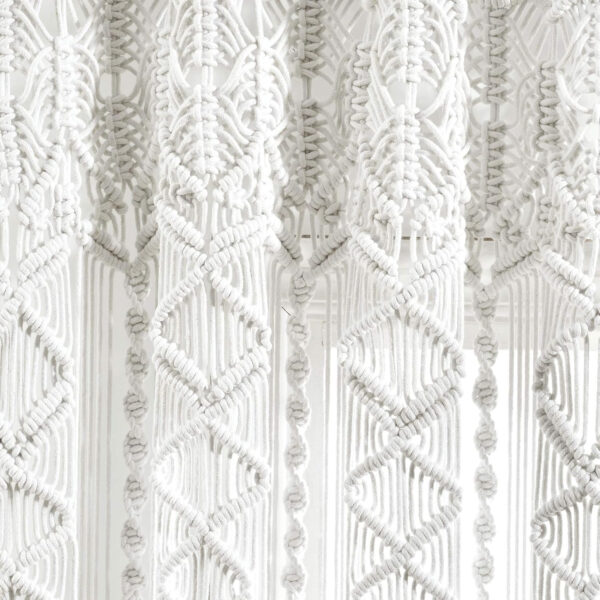 6888d41c43ef54de555f75f67a6073b49f49a957ab60473e44a05.jpg Lush Decor Boho Macrame Textured Cotton Valance, 40" W x 30" L, Neutral - Boho Kitchen Curtains & Wall Decor - Macrame Valance - Bathroom Window Curtains