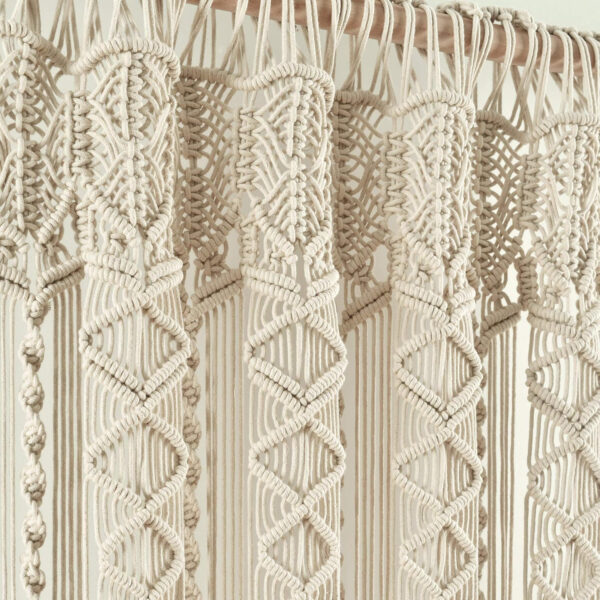 6888d42de4b843855dd0f2bd1ec3057473eee5fa059d1063ed125.jpg Lush Decor Boho Macrame Textured Cotton Valance, 40" W x 30" L, Neutral - Boho Kitchen Curtains & Wall Decor - Macrame Valance - Bathroom Window Curtains
