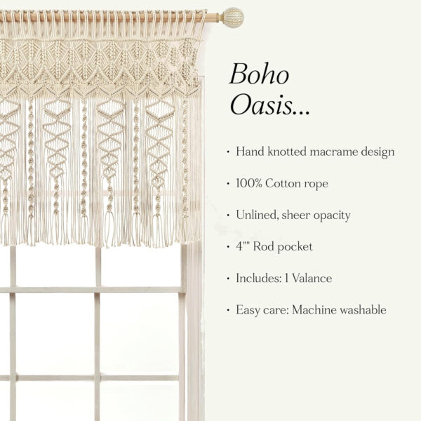 6888d43242e7f6eb25636b5ef72b851deaed1d1a8a3ffcd9662fe.jpg Lush Decor Boho Macrame Textured Cotton Valance, 40" W x 30" L, Neutral - Boho Kitchen Curtains & Wall Decor - Macrame Valance - Bathroom Window Curtains