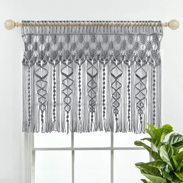 6888d43655143c9851e73677b61393b82937448a2db59ab78808d.jpg Lush Decor Boho Macrame Textured Cotton Valance, 40" W x 30" L, Neutral - Boho Kitchen Curtains & Wall Decor - Macrame Valance - Bathroom Window Curtains