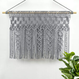 6888d4386ca9b759ec8da1460c194435bbedfea5e1afb6bbb032a.jpg Lush Decor Boho Macrame Textured Cotton Valance, 40" W x 30" L, Neutral - Boho Kitchen Curtains & Wall Decor - Macrame Valance - Bathroom Window Curtains