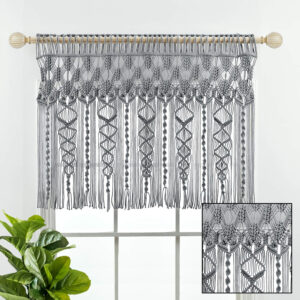 6888d440d9ca486fbdcce9ae9a89dcdcdfed82e4a76833152cfa5.jpg Lush Decor Boho Macrame Textured Cotton Valance, 40" W x 30" L, Neutral - Boho Kitchen Curtains & Wall Decor - Macrame Valance - Bathroom Window Curtains
